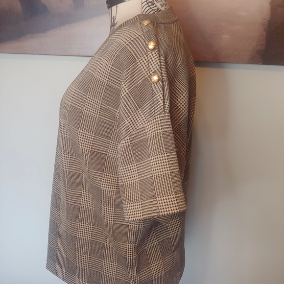 🖤Ralph Lauren Houndstooth Top LG - Picture 2 of 4